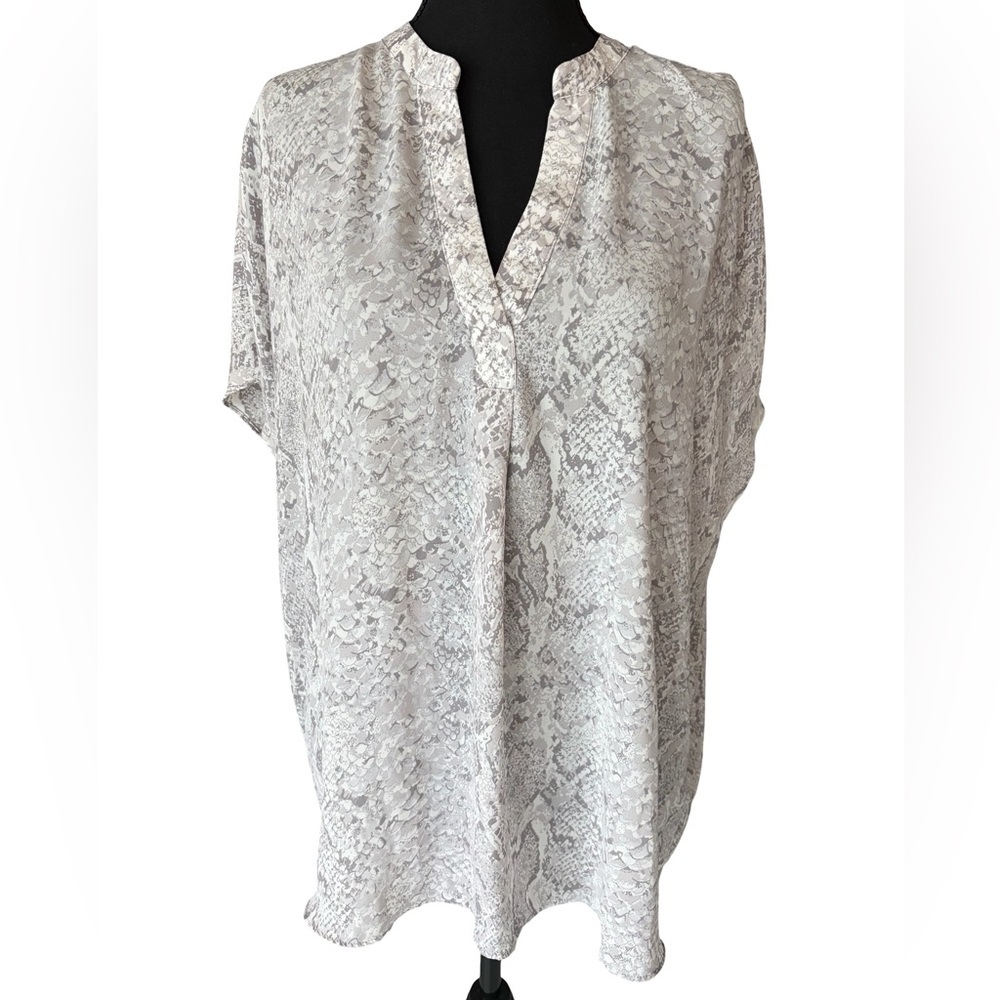 Carolina Belle Neutral Snake-Print V-Neck Tunic